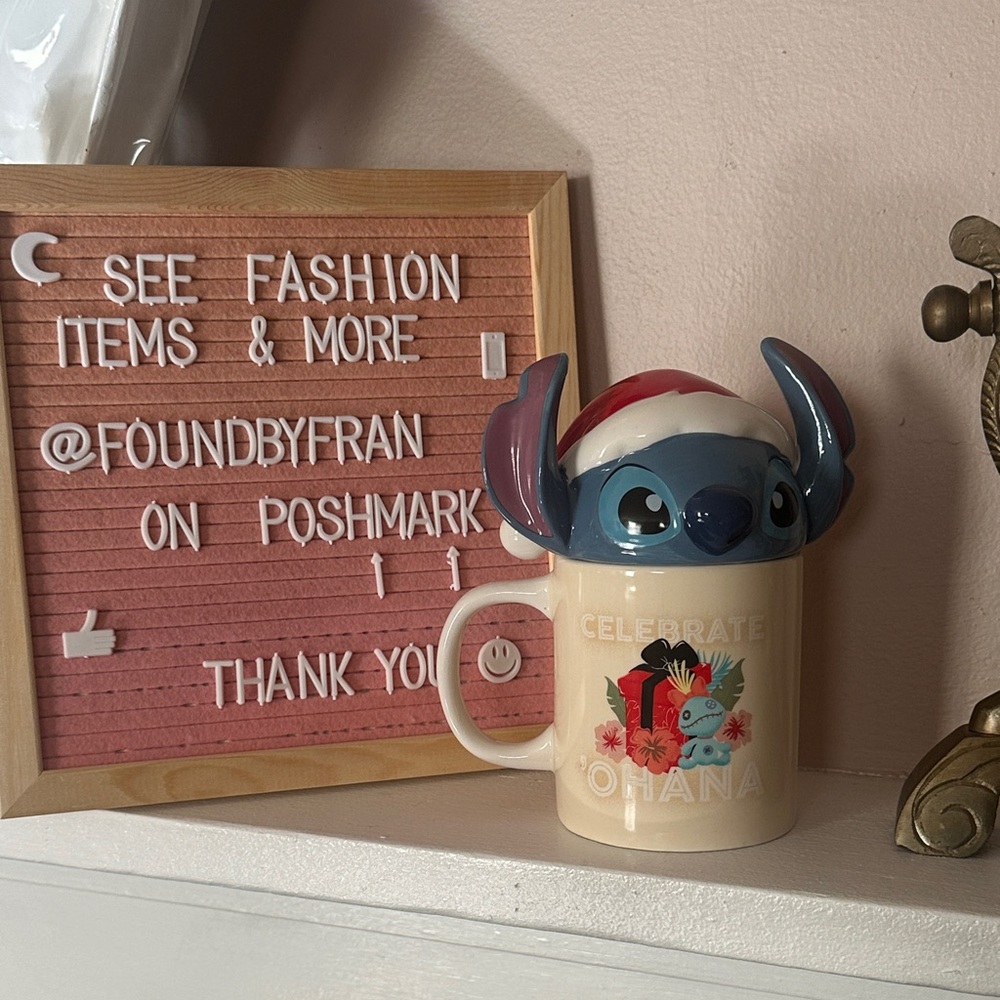 Ceramic Disney Lilo & Stitch Holiday Mug with a Stitch Cover